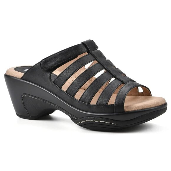 White Mountain Womens Valencia Caged Wedge Sandals Black Size 7 MSRP $69 - Picture 1 of 4
